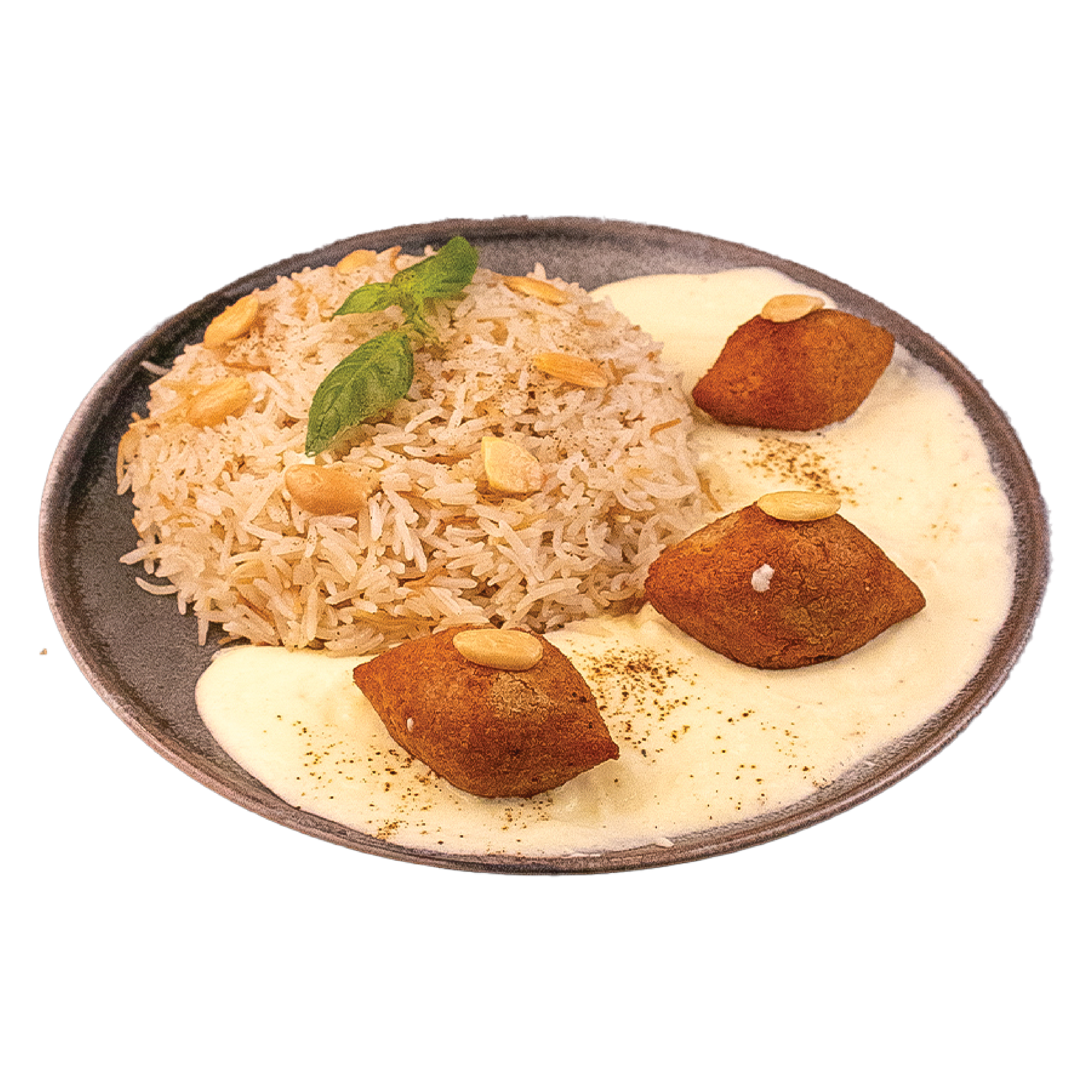 Kibbeh in Joghurtsauce mit Reis